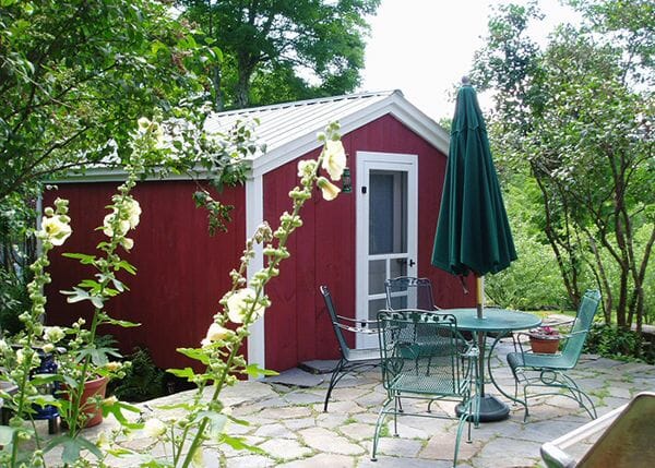 This Gable was upgraded to a four season cabin with a screen door.