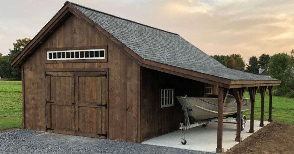 Add an overhang to a garage, barn or shed for a boat storage solution. 