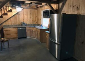 Kitchen and Stair System of the Timber Frame Cabin