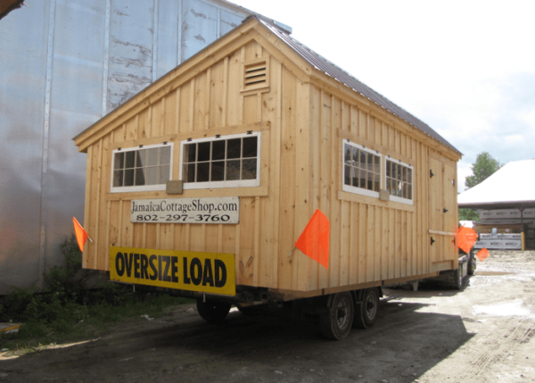 This custom built saltbox shed is ready to get delivered