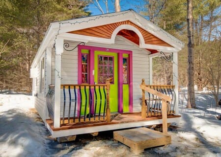 Pond house tiny home from Jamaica Cottage Shop, available for financing.