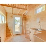 8x16 Cross Gable Tiny House eastern white pine wood interior with insulated doors and windows