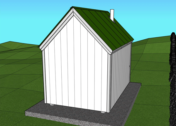 10x16 Harvester drawing that shows the siding and roof