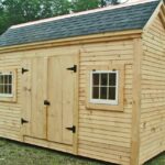 10x14 Church Street post and beam storage shed with clapboard siding