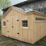 10x14 Tool Shed with Transom Window  and Patrician Bronze Roof
