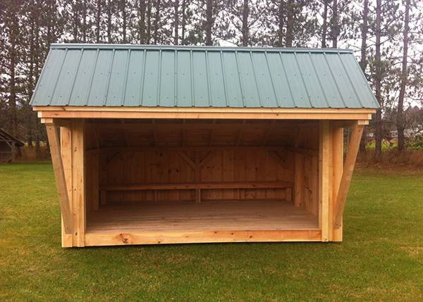 10x14 Camp Alcove includes a built-in bench