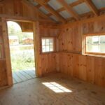 10x14 Pond House post and beam cabin interior with extra windows