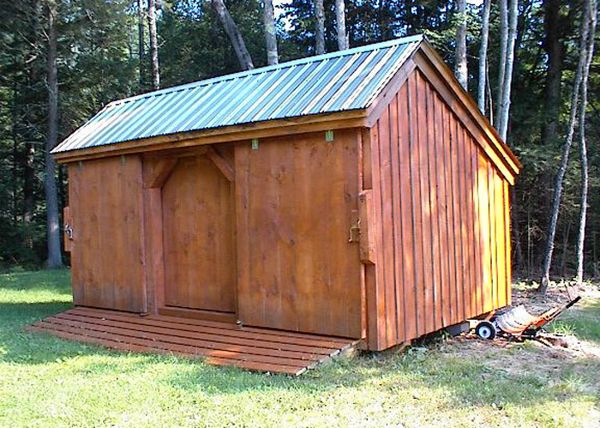 10x16 Three Sled Shed - Stained