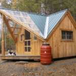 Off-Grid Camping Cottage with Rain Barrel Water Collection