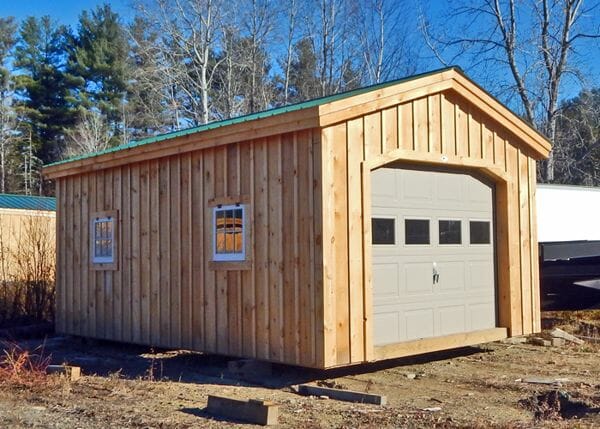 12x20 Garage post and beam design with two hinged windows