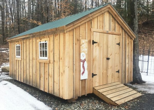 The 12x20 Gable shed includes double doors and pressure treated ramp.