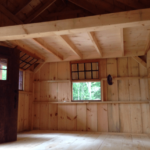 16x20 Vermont Cotage interior porch, hinged windows and single door