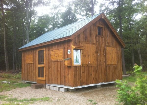 16x20 Vermont Cottage B post and beam summer camp build at a state forest