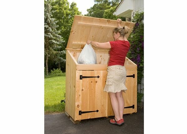 Trash Can Storage Shed Wood Garbage, Country Wooden Trash Can Holder