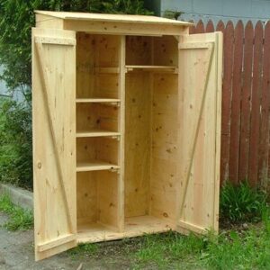 2x4 Garden Closet comes with adjustable shelving for optimal organization