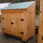 3x5 Garbage Bin with double doors, fastening hardware and a green metal roof