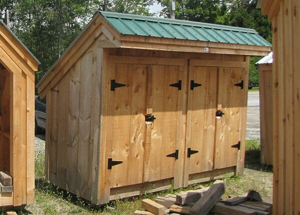 4x10 Garbage Shed with evergreen corrugated metal roof