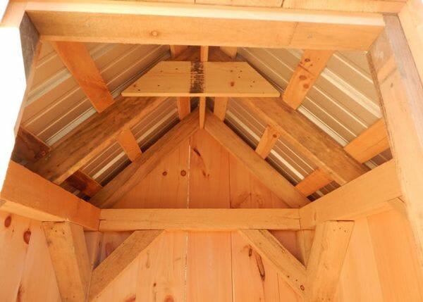 4x4 Outhouse interior rough sawn hemlock framing