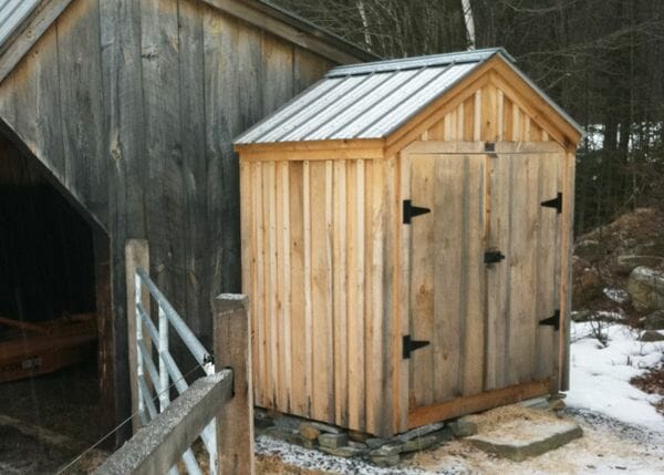 6x4 Utility Shed with battens and a charcoal gray metal roof color upgrade