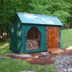 6x14 Weekender green storage shed with open firewood bin