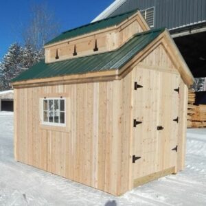 8x12 Sugar Shack with cupola, windows and double doors