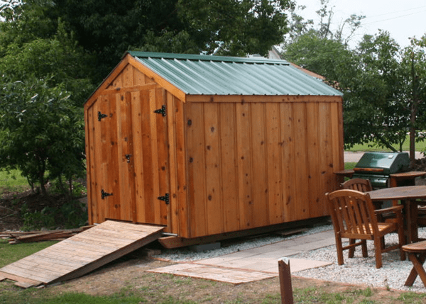 8x10 Vermonter with a client built ramp and raw sienna stain
