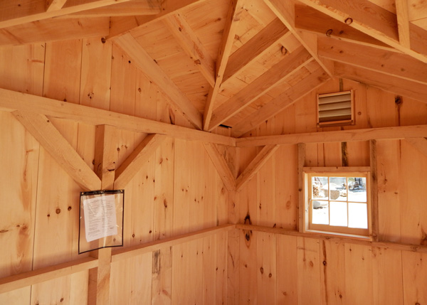 8x12 Cross Gable - Post and Beam Storage Shed Interior
