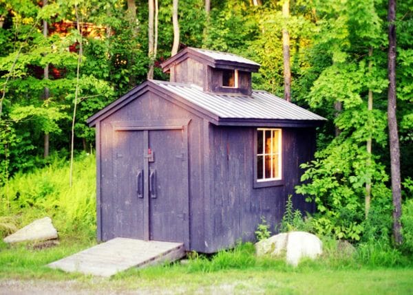 Sugar Shack built using the plans and customer sourced lumber, metal roofing and windows