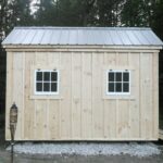 8x12 Gable with grey roof. The design includes the two hinged windows.