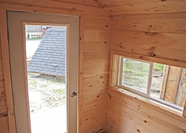 8x12 Nook post and beam cabin with four season insulation, double pane window and insulated door