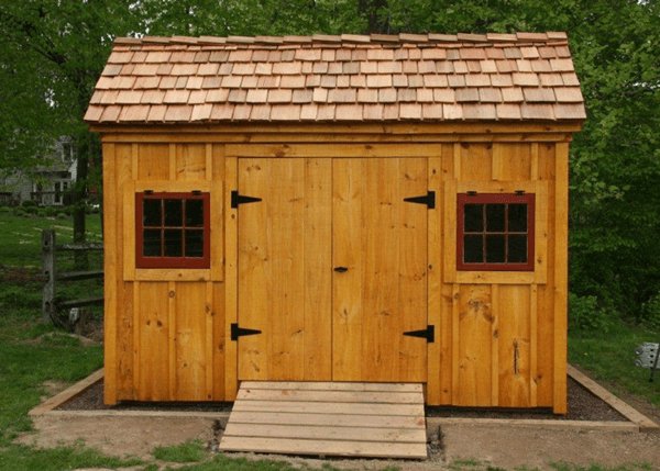8x12 Saltbox with Red Cedar Shingle Roofing