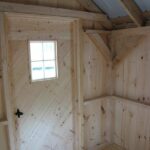 8x12 Garden Shed interior with a single door and fixed window