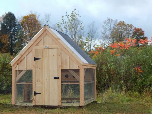8x8 Chicken Coop with a single door and nesting boxes.