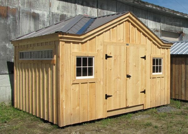 10x14 Tool Shed with 8x1 fixed transom window and Patrician Bronze roof