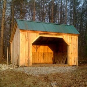 This three sided horse barn can be built prefab or shipped as a pre-cut kit.