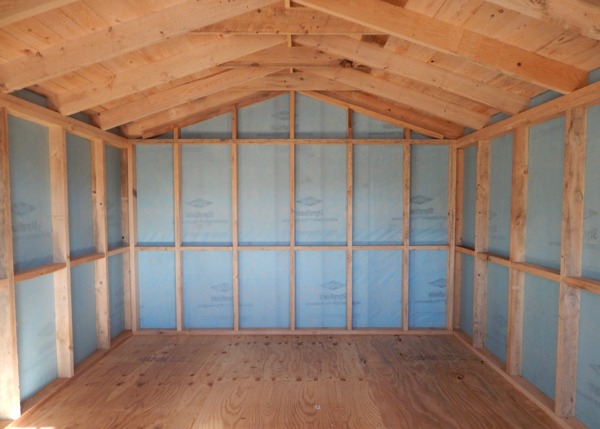 Kiln dried spruce is a natural wood that we use for framing out our fully insulated buildings, like this pond house. 
