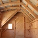 Post and bean 10x16 Smithaven interior with rough sawn hemlock post and beam interior