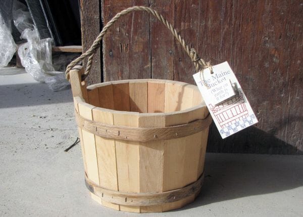 Wishing Well Wooden Bucket in Pine with Rope