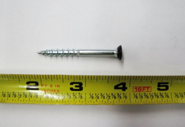 Our countersink hinge screws are two inches long.