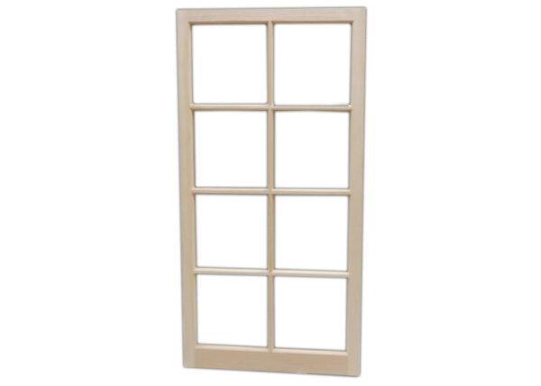 The 2x4 Eight-Lite Barn Sash Window may be purchased fixed or hinged.