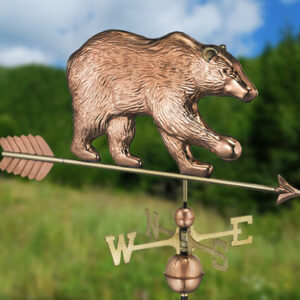 The Bear Weathervane is made from copper with brass directionals.