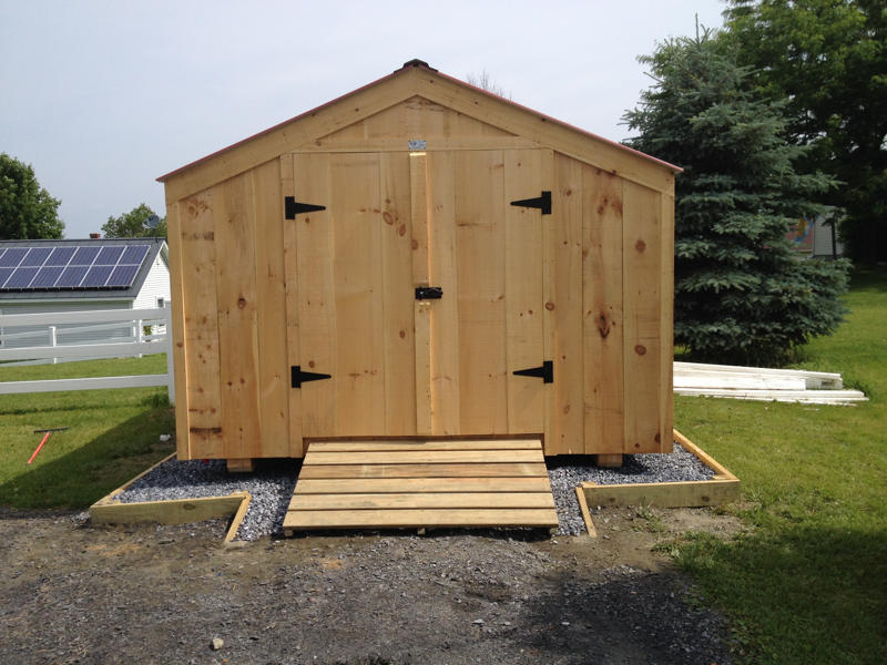 Our treated ramps sit directly on the ground. They provide easy access into storage sheds for wheelbarrows, bicycles, lawnmowers and tractors. 