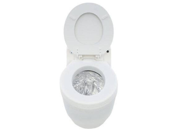 Laveo Dry Flush Toilet.  Self contained, compact & odorless. For use in Tiny House, cabin, camp or RV.