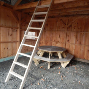 Loft ladder for 16x20 Vermont Cottage or other loft space.  Made of KD Spruce and 8' tall.