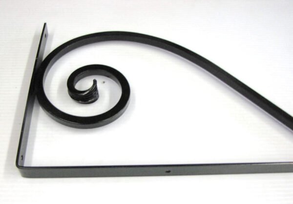 Wrought Iron Brackets made of steel and powder coated black.  Rustic Cottage Decor.