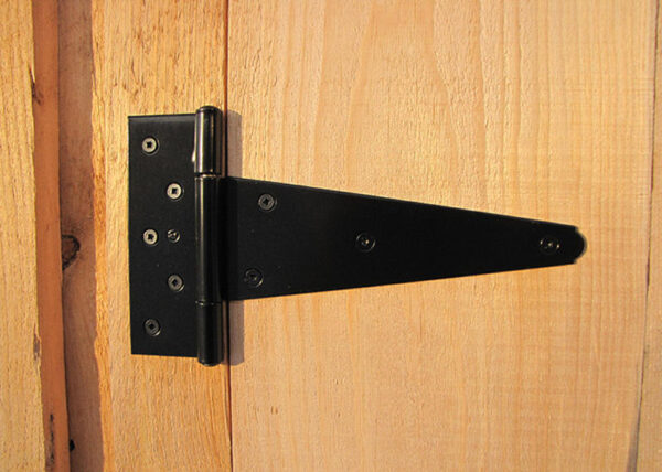 Our heavy duty eight-inch t-hinges are a simple and rustic style door hardware style.