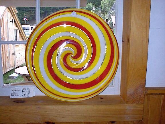 Handblown local artisan Stained glass Roundel with an 18" diameter, 1/4" thick. One of a kind pieces or art for your cottage decor.
