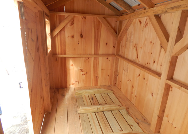 6-foot by 12-foot storage shed interior