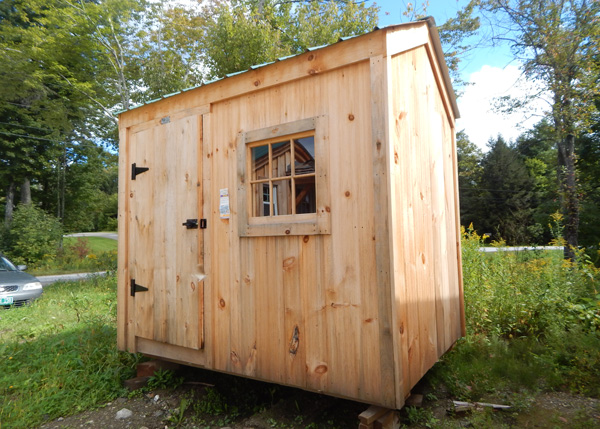 6x8 Economy Nantucket Storage Shed with Barn Sash Window and Pine Board siding