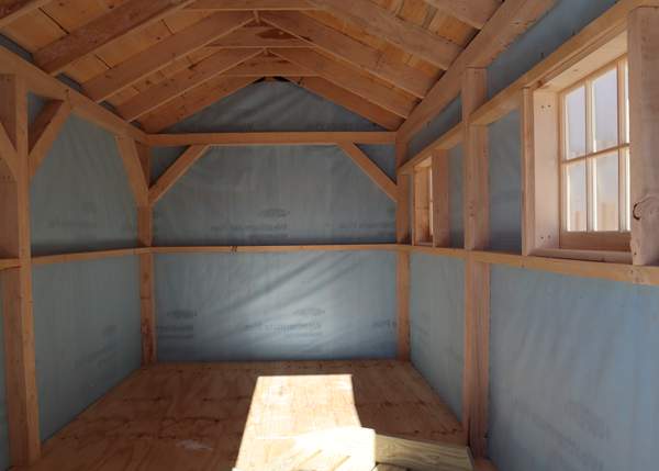 Interior of a three season gable shed